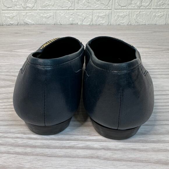 Enzo Angiolini Lieutenant Loafer SZ 6.5M Blue Leather Gold Studded Slip On Flat - Picture 4 of 10